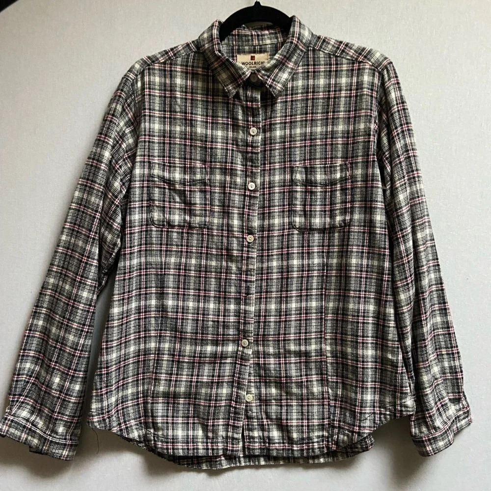 Woolrich Red Black Buffalo Plaid Flannel Button Down Shirt L
